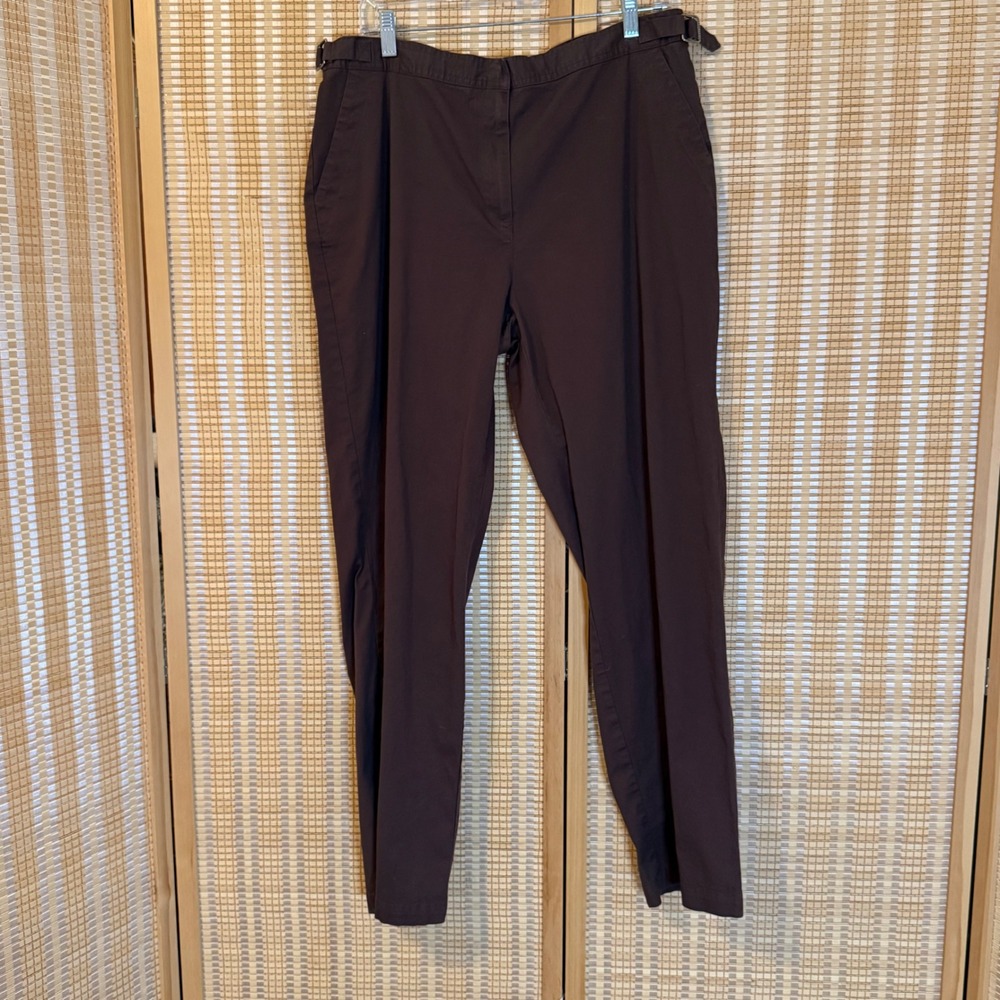 Sag Harbor Sport Brown Cotton Stretch Straight Leg Pants 16 Adjustable Waist